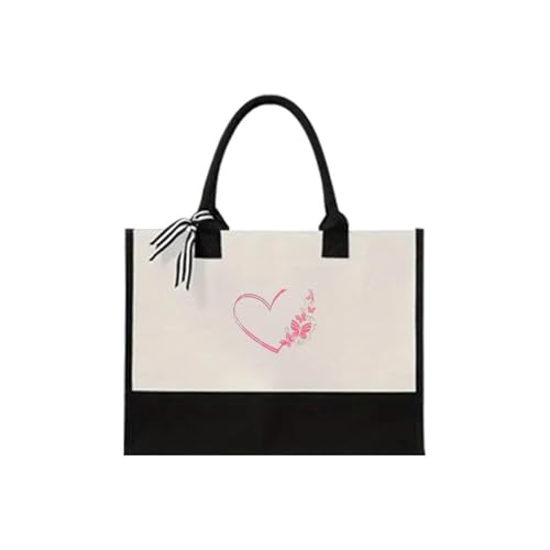 Sac cabas rose à motif cœurs pour femme - Grand fourre-tout quotidien