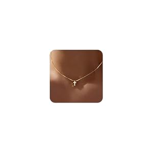 Mothers Day Gifts for Mom Cross Necklace for Women Girls, Dainty 14K Gold Silver Plated Cross Choker Jewelry Non Tarnish Waterproof Cute Simple Small Necklace Christian Baptism Religious Faith Jewelry Gifts
