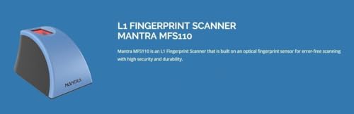 Image of Mantra MFS 110 L1 | Biometric Fingerprint Scanner | USB Interface, Blue and Black | 1 Yr RD & Warranty | 140G | Metallic Blue | Made in India |
