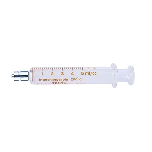 Truth Laboratory Interchangeable Glass Syringe Metal Luer Lock Tip 5ml, (Pack of 1)