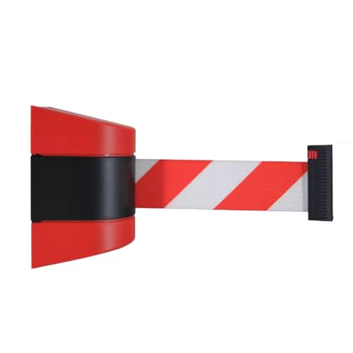 Barrière rétractable murale 2m à sangle d'avertissement bicolore - 2