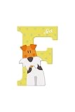 Sevi Tier Holzbuchstaben Name Finn ca. 10 cm, Türbuchstaben für Kinderzimmer, ABC Lernspielzeug aus Holz, pädagogisches Spielzeug für Kinder ab 3 Jahre, Kindernamen Buchstaben Tiere, Mehrfarbig