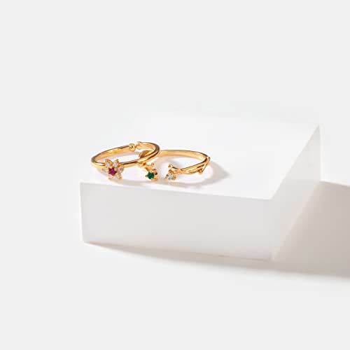 Image of Shaya | 925 Silver| BOGO Offer |The Precious One 7 Stone Stackable Rings in Gold Plated | Gifts for Womens & Girls