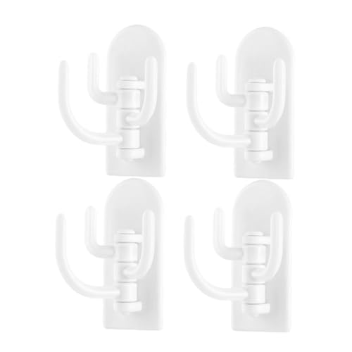 FUNOMOCYA 4 Pcs Rotatable Storage Hook Cabinet Hanging Holder Kitchen Door Hook Over Door Hooks Clothes Hanger White