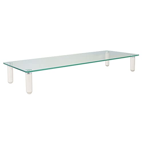 Kantek Glass Monitor Riser with 5mm Tempered Glass Platform and 40-Pound Capacity 22-Inch W x 8.25-Inch D x 3.25-Inch H Clear Glass (MS370)
