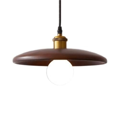 Lustre suspension E27 en bois noble design rétro chic 28cm pour restaurant