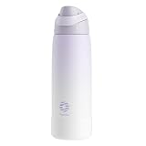 FJbottle ワンタッチ 水筒 真空断熱 1リットル 直飲み 1000ML 保冷保温 ステンレスボトル スポーツボトル 取っ手付き 男の子 女の子 広口 大容量 洗いやすい 大人 子供 多種カラー選べ シリコンカバー 洗浄用スポンジ付き パープル