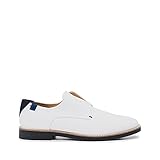 CR7 - Lagos Derby - Zapatos sin Cordones para Hombre - Color Blanco - Talla 39 - De Corte Informal con Cuero de Piel Plena Flor y Suela de Goma Translúcida - Zapatilla Casual para Hombre