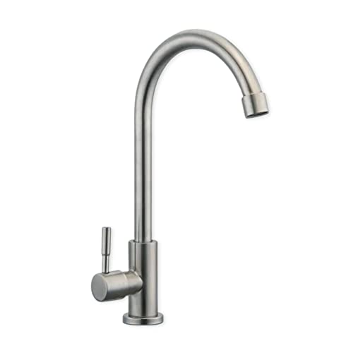 Torneira Bica Fria Cozinha e Banheiro Aço Escovado 1/4 de volta, Gourmet, Premium, Metal, Inox, Banc