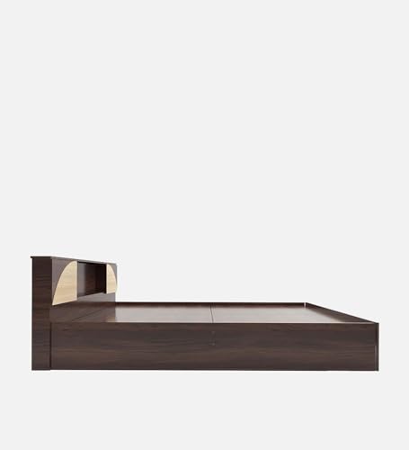 Image of Mintwud Pepperfry Engineered Wood Vida King Size Bed with Headboard and Box Storage | Wooden Double Bed Cot palang Furniture for Bedroom Living Room and Home (Walnut Melamine Finish)