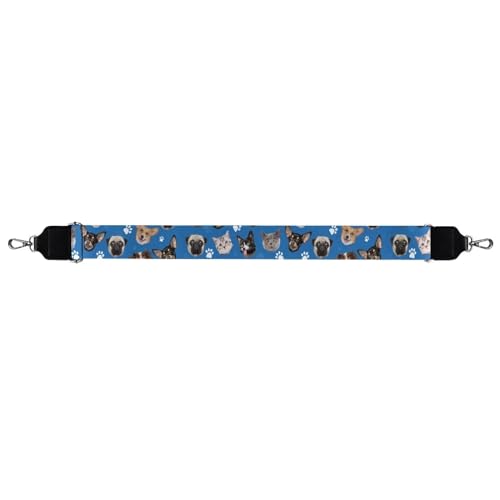 Image of Cute Cat Wide Bag Straps Replacement Crossbody Kawaii Dog Guitar Straps for Handbags /Purses /Messenger /Duffel Bags Backpack Straps Replacement Adjustable Length from 30 inch to 50.3 inch
