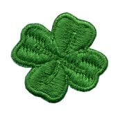 Four Leaf Clover - Embroidered Patch/Badge - Iron On, 1.2 x 1.2 inches (3.0 x 3.0 cm), Lucky Emblem