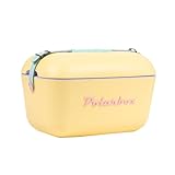 Polarbox Retro Beach Cooler Vintage Picnic Lunch Box Bag Portable Cooler Travel Camping Hiking 90s Style Ice Chest Medium Lightweight for Cans Beers & Seltzer Drinks 12L (Yellow)