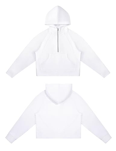THE GYM PEOPLE Womens' Hoodies Half Zip Long Sleeve Fleece Crop Pullover Sweatshirts with Pockets Thumb Hole - Image 5