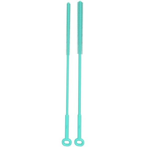 WQSS AOEIU Reusable Silicone Straw Brush,Straw Cleaner,Pipe Cleaners,Extra Long Cleaner Brush for Cleaning Bottle Metal Glass Straws Drink Lid,Straw Cover,Smoothie Straw,Drinking Mint Green 6mm+8mm Cover