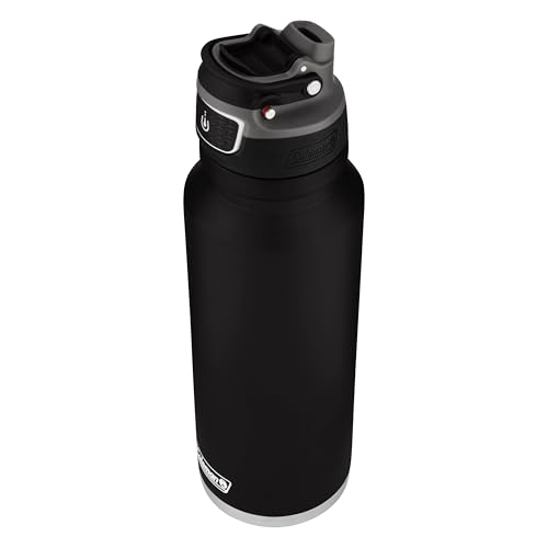 Coleman Autoseal FreeFlow Stainless Steel Water Bottle, Black, 40 oz