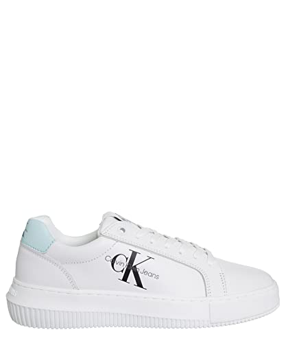 Calvin Klein Jeans Baskets Femme Semelle Épaisse Chunky Cupsole Laceup Chaussures, Blanc (White/Sprout Green), 39 Calvin Klein Jeans Baskets Femme Semelle Épaisse Chunky Cupsole Laceup Chaussures, Blanc (White/Sprout Green), 39