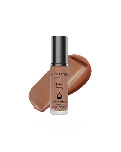 Juice Beauty Phyto‑Pigments Flawless Serum Foundation - Non-Comedogenic, Long-Wear & Buildable Medium-to-Full Coverage - Vegan Hydrating Liquid Makeup for All Skin Types, 30 mL, 23 Medium Tawny