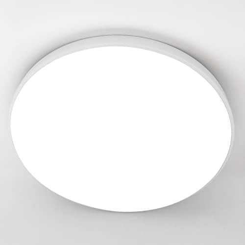 XKANG LED Flush Mount Ceiling Light Fixture 6000K Daylight White,20W 10 inch Modern White Round Lamp for Hallways Bedroom Livingroom Bathroom or Kitchen