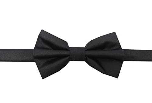 Image of Tie Studio Mens Formal Solid Bow tie | Satin | Microfiber | Standard Size | Premium fabric | Superior Clip Hold | Packaging - Box | Colour - Black Bow Tie (Set of 1)