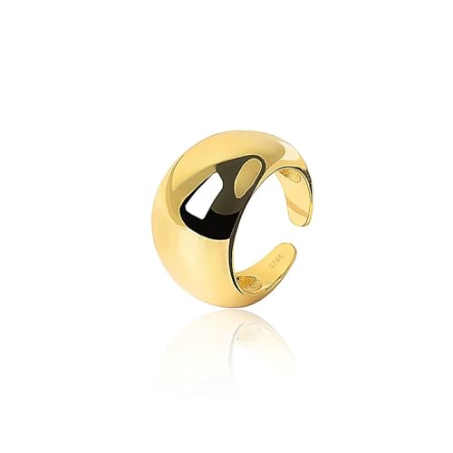 Gold-Plated 925 Sterling Silver Rings for Women, Adjustable, Hypoallergenic Jewelry, Minimalist Cocktail Rings, Bold Bar & Asymmetric Designs, Gift for Birthdays, Mother's Day and Special Occasions
