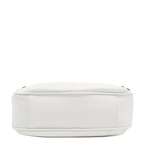 Image of FashionPuzzle Faux Leather Two Front Zipper Pocket Crossbody Saddle Bag