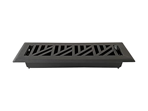 Empire Register Co, Vent Cover - 2X10 Inch, Abstract Design, Textured Black Finish, Heavy Duty Floor Vent Covers, Metal Damper Attached. Vent Covers For Home Floor Only. #TOP1