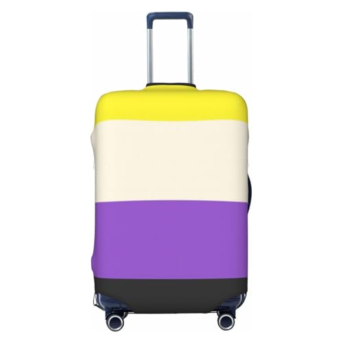 Travel Suitcase Cover, Stretchy Zipper Closure Luggage Suitcase Protector, Anti-Scratch Luggage Case Bag - Fits 19-32 inch Luggages (LGBT Pride Flag Non Binary)