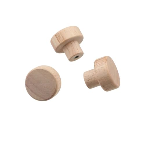Image of 4 Pcs Wooden Door Pull Knobs, 1.39 inch(35mm) Wardrobe Cabinet Door Pull Knobs Handles with Screws, Round Pulls for Cabinet Drawer Shoe Box