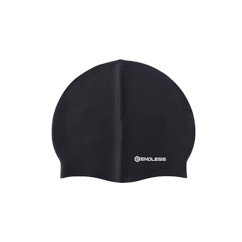 Endless EL1019 Classic Comfortable Plain Silicon Swimming Cap Black Fully Elastic Waterproof Swimming Cap for Long and Short Hair with Thicker Edge For Adults Women and Men