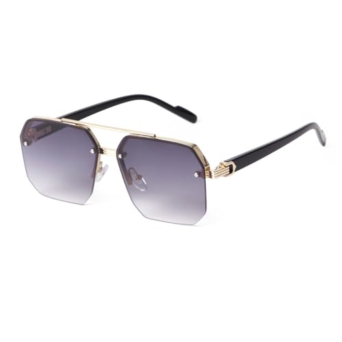 Lunettes de soleil demi-monture carrées et rétro à double pont