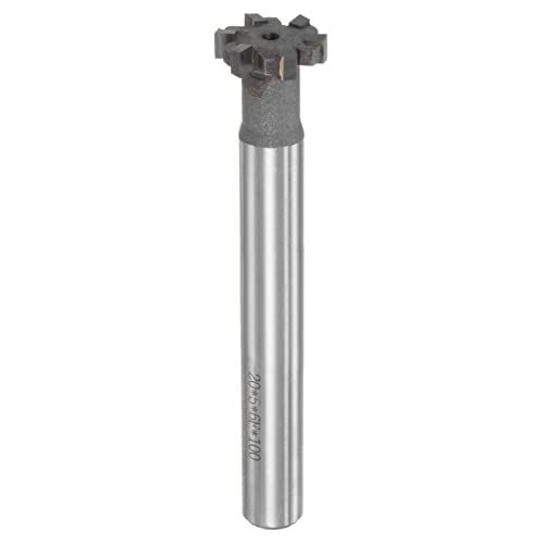 Image of uxcell T-Slot Milling Cutters, 5mm Depth 20mm Cutting Dia 12mm Shank Tungsten Carbide Tip 6 Flutes T Slot End Mill for Stainless Steel Copper Aluminum