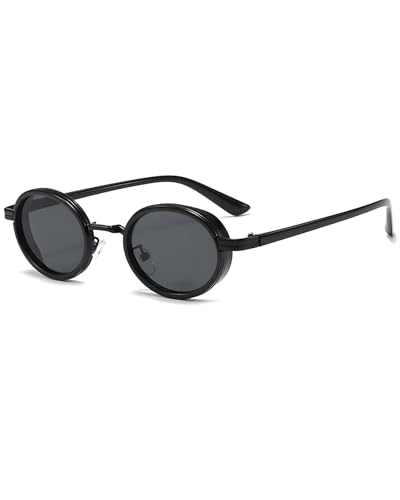 Image of Retro Oval Sunglasses for Men Women - Unisex Vintage Fashion Sun Glasses - Metal Hinge - UV400 Protected Anti Glare Goggles for Man Woman - Branded Stylish Driving Party Sunglass