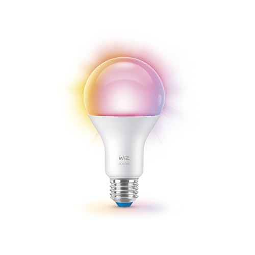 Lampadina WiZ Smart LED A60, bianco Regolabile e a colori, attacco E27, equivalente 100 W, 2.200-6.500 K, 1.521 lumen, int. regolabile, compatibile con Alexa,Google Assistant e Apple HomeKit,conf.da 1
