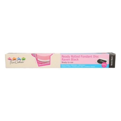 FunCakes Disco de Fondant Negro: Delicioso Sabor a Vainilla Libre de Halal, Kosher y Gluten. 36 cm de Circunferencia y 3 mm de Espesor. 430 g