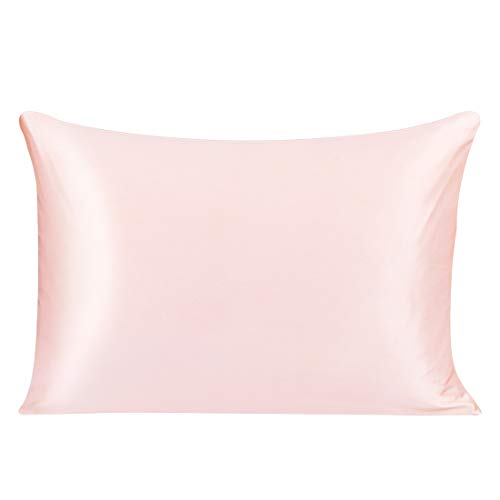 PICCOCASA Seda Funda Almohada con Ambos Lados 25 Mamis Pura Seda, Transpirable Cuidado para Piel y Pelo,1 Pieza Seda Funda Almohada con Escondida Cremallera Rosado Reina Cover