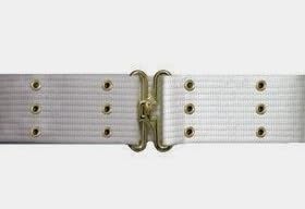 Pistol Belt, Sturdy, White, Nickel Hardware, Adj to 52