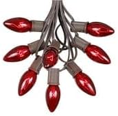 Miniatura 6 de C9 Luces de Navidad rojas - Luces colgantes para exteriores - Cadena de techo de alambre marrón de 100 pies