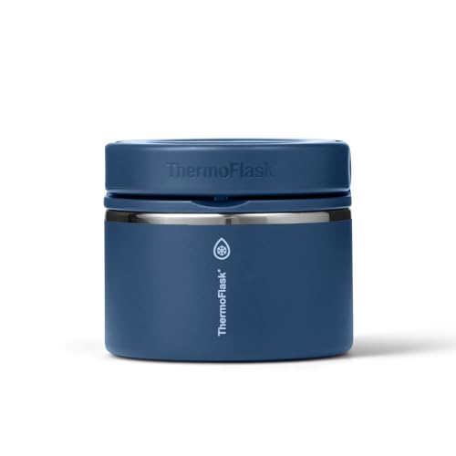 Image of ThermoFlask Insulated Food Jar with Leakproof Lid (12 oz, Navy) - Stainless Steel Food Containers for Hot & Cold Meals, Lunch, Soup & Snacks