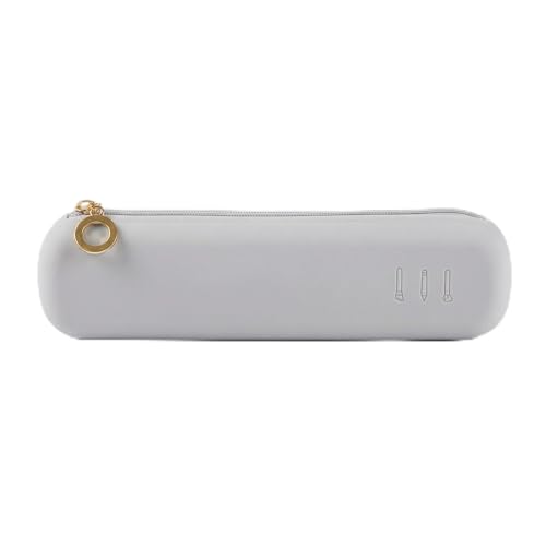 Estuche Rígido de Silicona con Cremallera – Funda Organizadora para Lápices, Maquillaje y Accesorios – Morado (Gris)