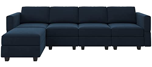Belffin Modular Sectional Sofa Couch With Reversible Chaise Velvet L Shaped Couch Sofa With Storage 4-Seat Convertible Sectional Sofa Blue #TOP4