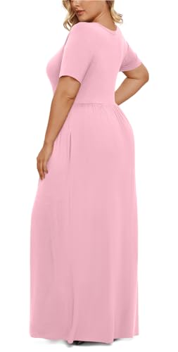 Image of LONGYUAN Women's Plus Size Maxi Dresses Summer Short Sleeve Casual Long Dress 2026 XL-6XL