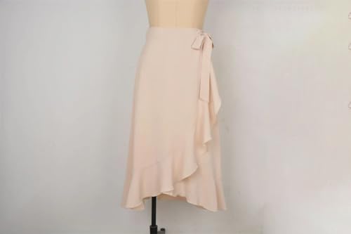 Womens Long Skirts Lace Up Ruffles Solid Color High Waist Bodycon Casual Chiffon Skirt2