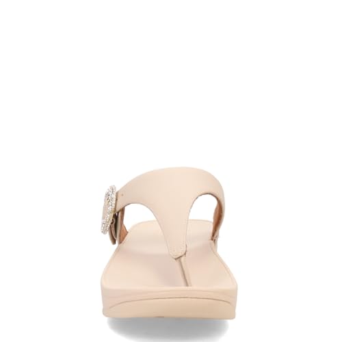 Image of FitFlop Womens LULU Crystal Buckle Toe-Post Sandals with Microwobbleboard Technology, Microfiber Toe Post, Slip Resistant Rubber Outsole, Cushioned Arch Support for All Day Comfort