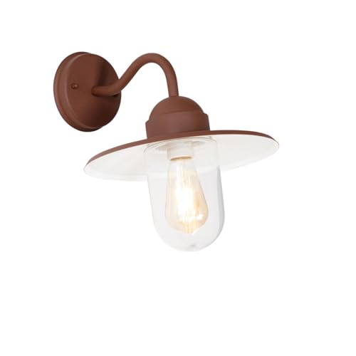 Qazqa - Qazqa kansas - Applique murale - 1 lumière - L 29.4 cm - Brun rouille - Moderne, Industriel - éclairage extérieur