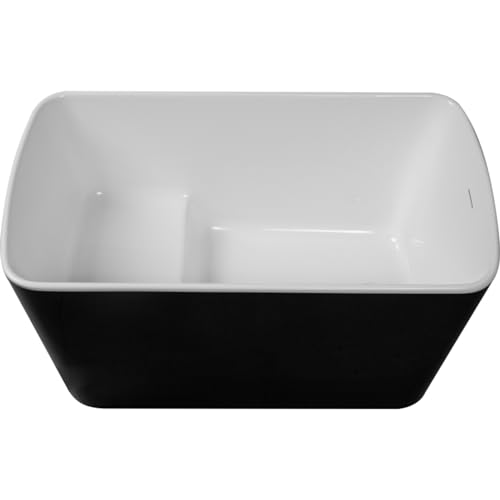 AiStarlink 49" Acrylic Freestanding Bathtub, Square Japanese Soaking Tub with Sit-In Design, Chrome Drain and Minimalist Design Overflow, cUPC Certified (Black)