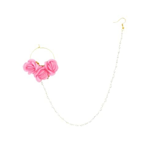 Hand Made Artificial Flower Nose Pin, For Bridal, Bridesmaid Haldi, Mehndi, Mayo Night,Floral Nose Ring-image-4