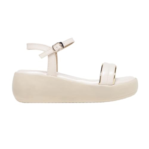 Image of MONROW Fancy and Stylish Extra Cushioning and Comfortable Fashionable Light Weight Allday wear Vegan Wedge Heels for Women and Girls