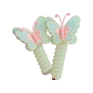 Butterfly Hair Ponytail Holders, Mint Green and Pink, 2-Pack-image-35