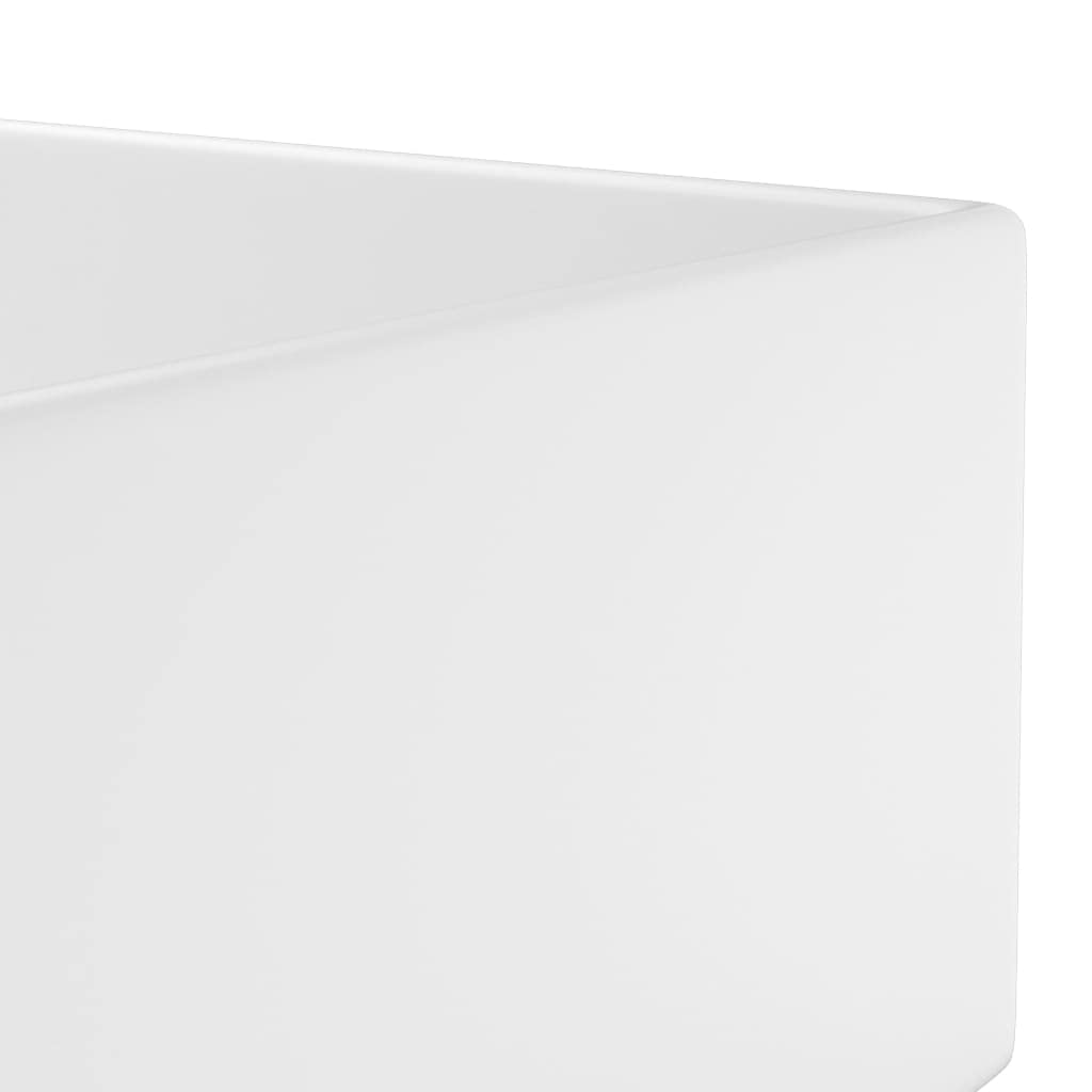 Lavabo de cerámica blanco mate, 480 x 250 x 150 mm, con orificio de desbordamiento, orificio de desagüe de 45 mm, orificio para grifo de 35 mm, para baño